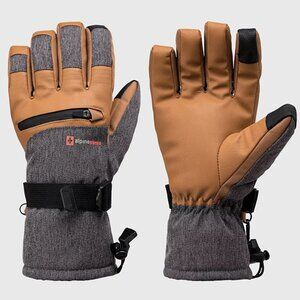 Alpine Swiss Men's Waterproof Snow Gloves Zipper Pockets Winter Sport Mittens, M